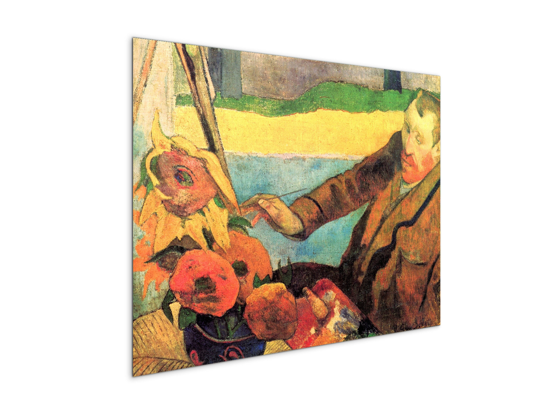 portrait-of-vincent-van-gogh-painting-sunflowersas91171-#materiale_MetalArt Materic/dimensioni_76x57
