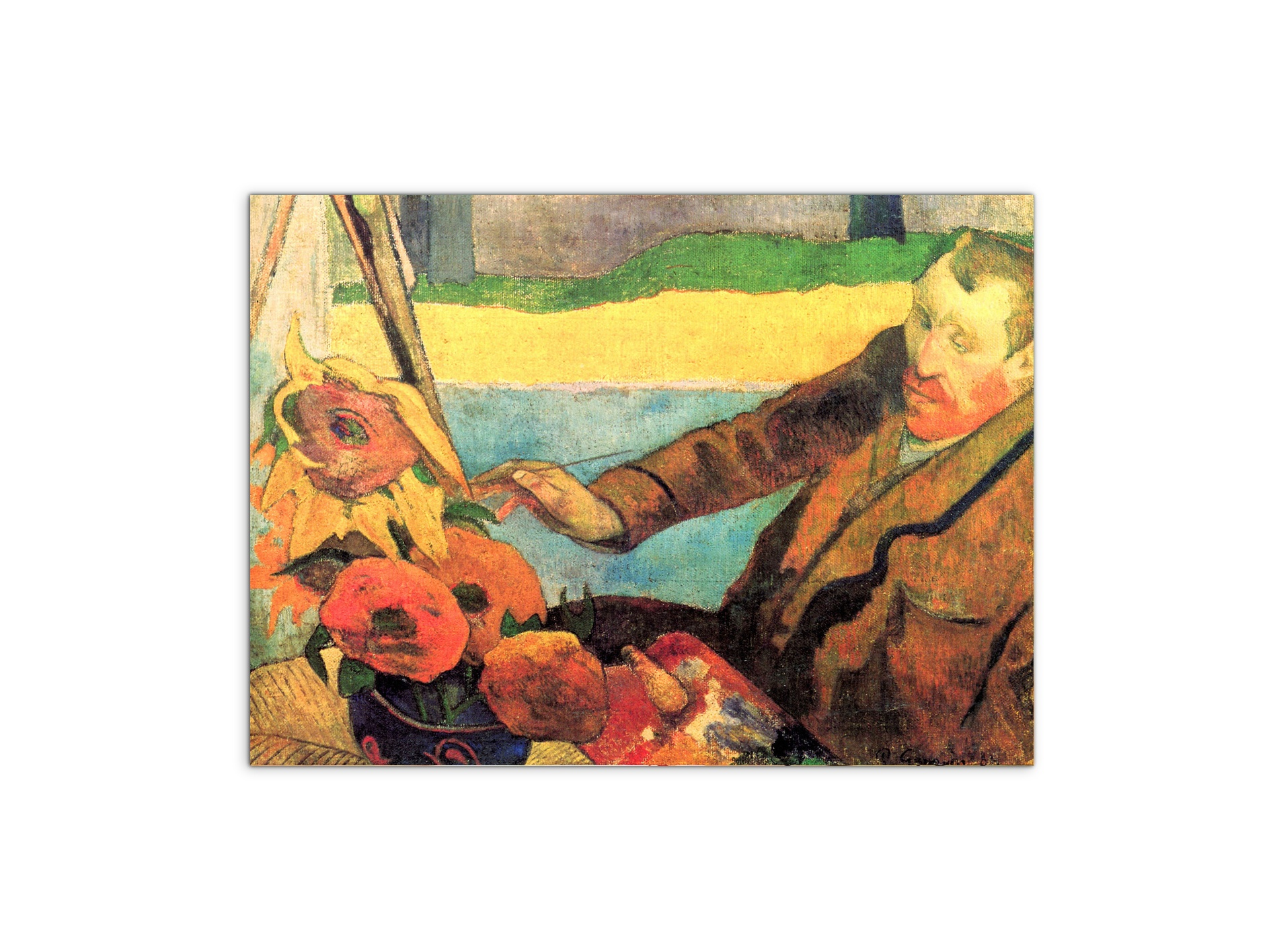 portrait-of-vincent-van-gogh-painting-sunflowersas91171-#materiale_MetalArt Materic/dimensioni_76x57