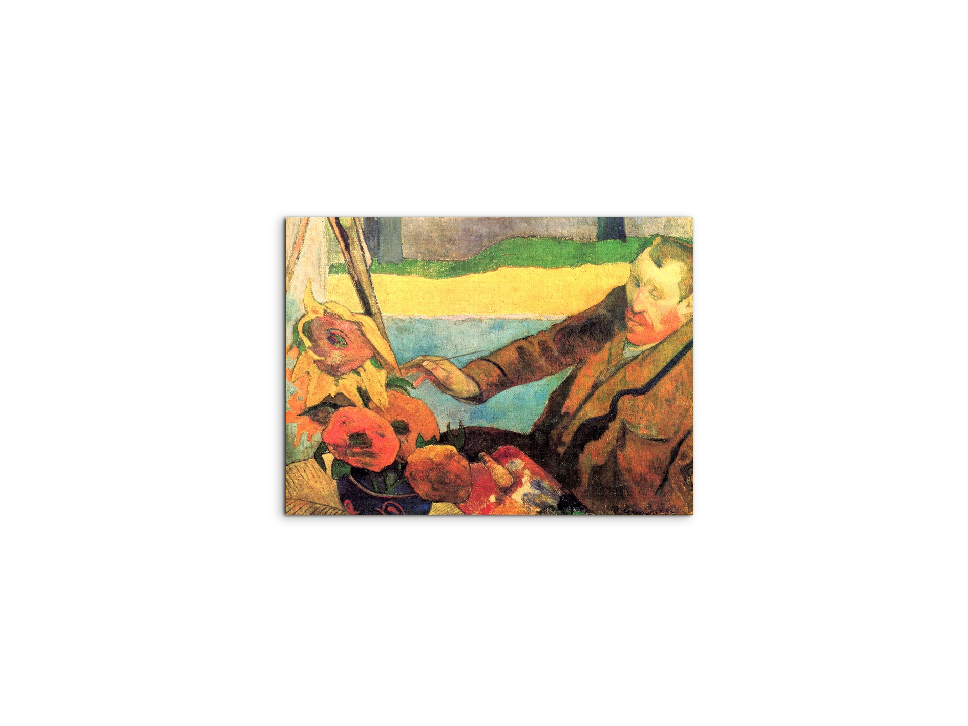 portrait-of-vincent-van-gogh-painting-sunflowersas91171-#materiale_MetalArt Materic/dimensioni_50x37,50