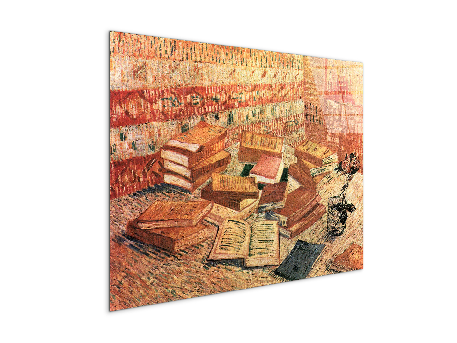 still-life-with-french-novels-and-glass-with-roseas91203-#materiale_CrystalArt/dimensioni_76x57