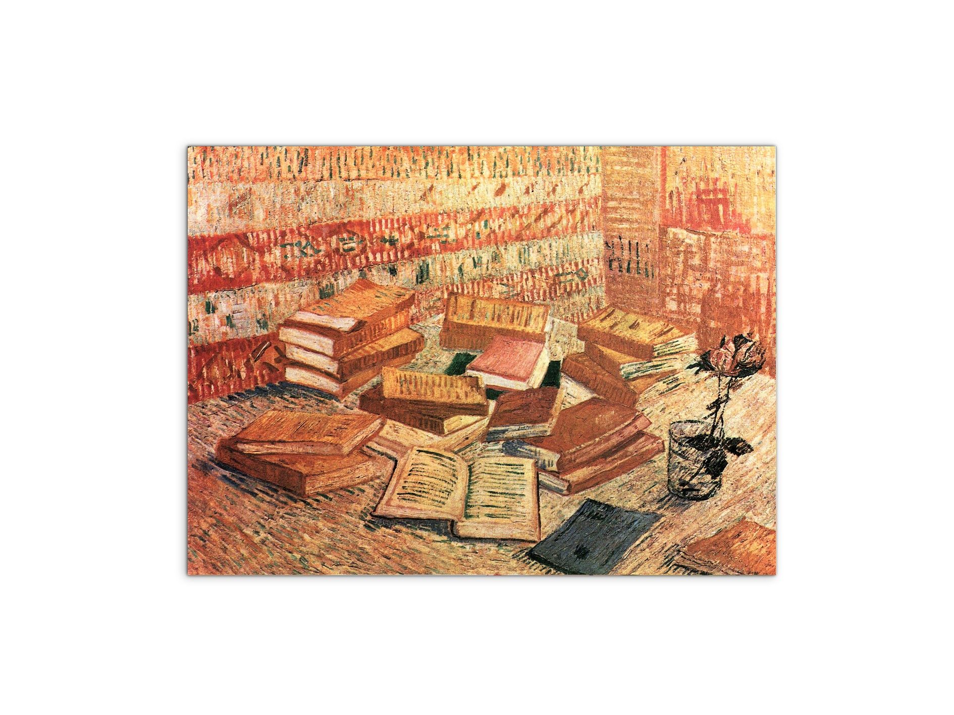 still-life-with-french-novels-and-glass-with-roseas91203-#materiale_MetalArt Materic/dimensioni_76x57