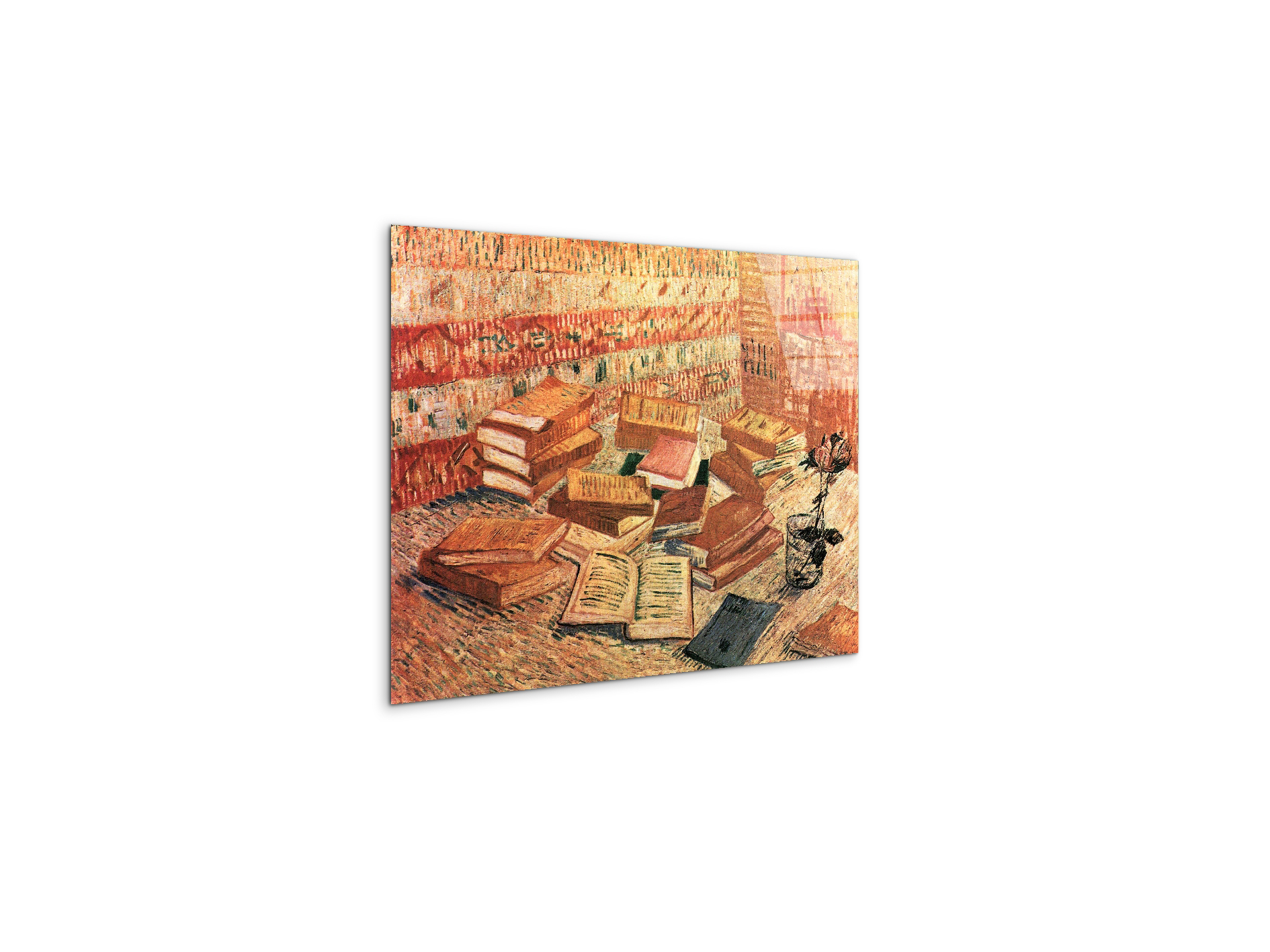 still-life-with-french-novels-and-glass-with-roseas91203-#materiale_CrystalArt/dimensioni_50x37,50