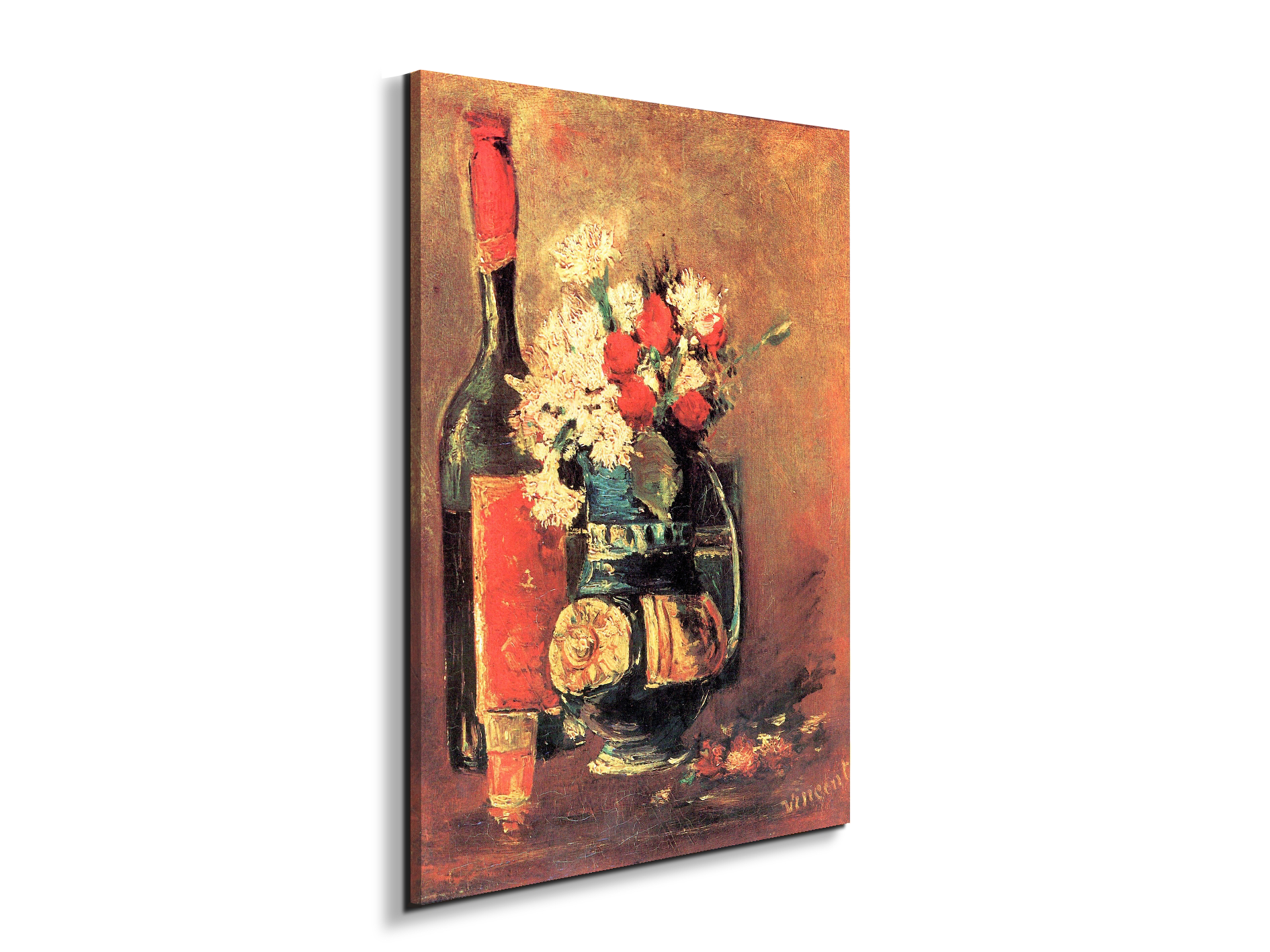 vase-of-white-carnations-and-rose-and-bottleas91319-