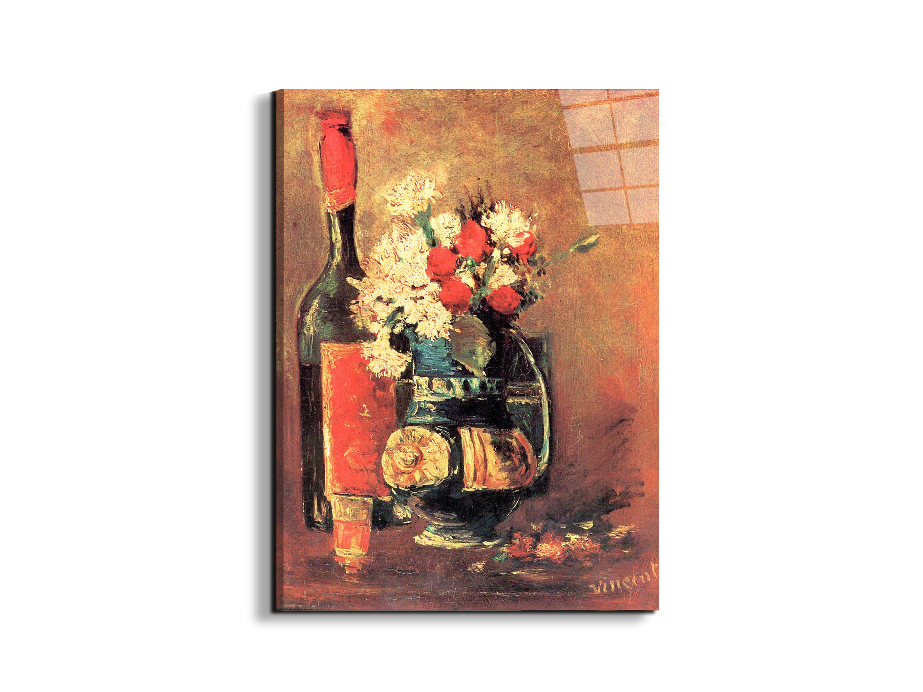 vase-of-white-carnations-and-rose-and-bottleas91319-