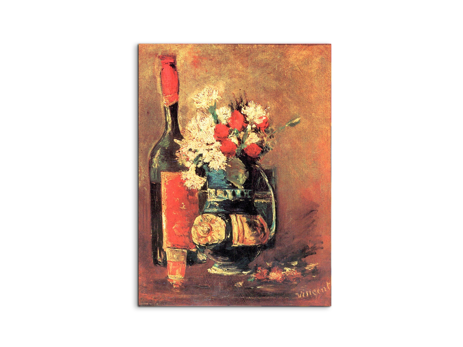 vase-of-white-carnations-and-rose-and-bottleas91319-