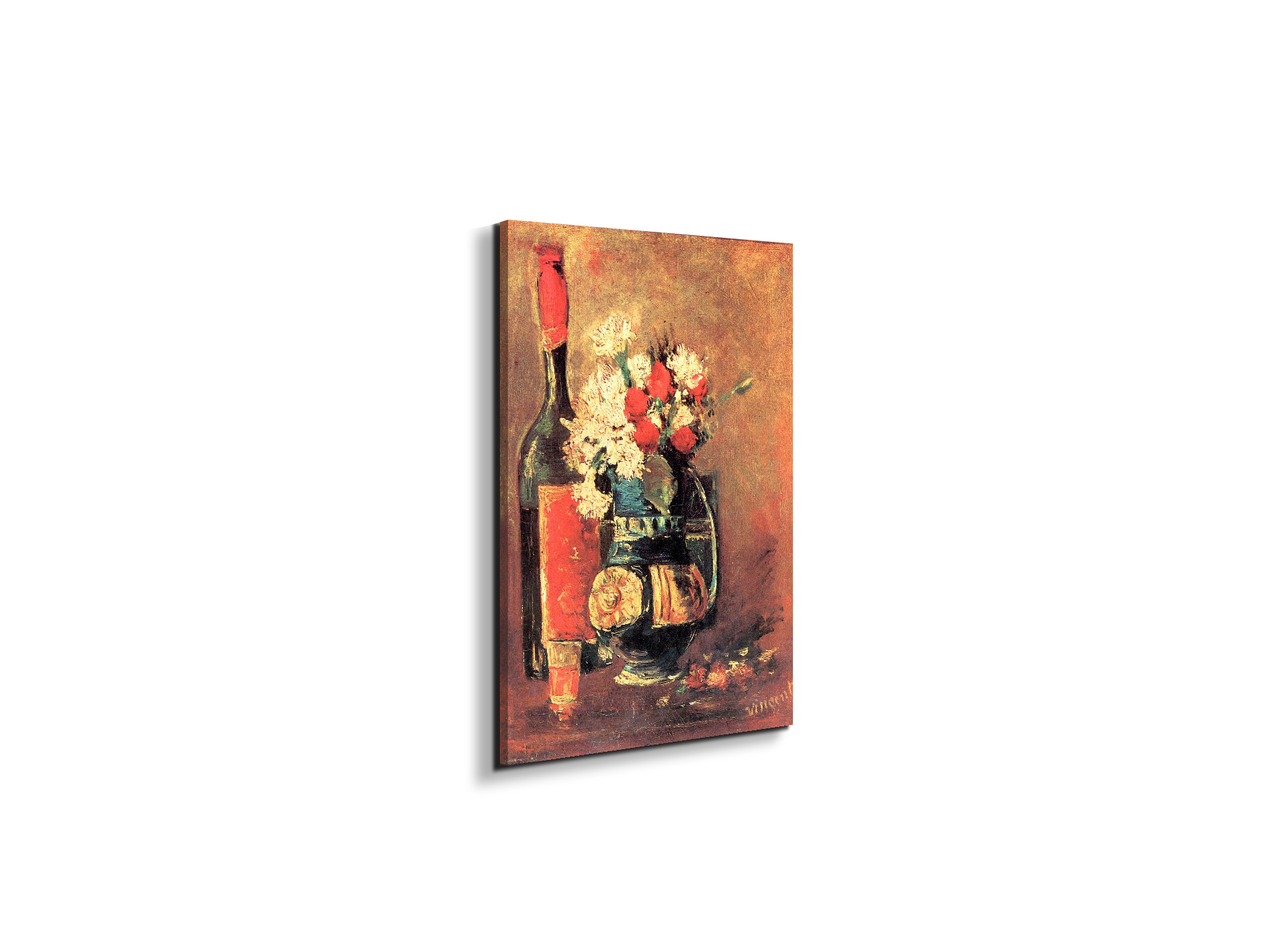 vase-of-white-carnations-and-rose-and-bottleas91319-