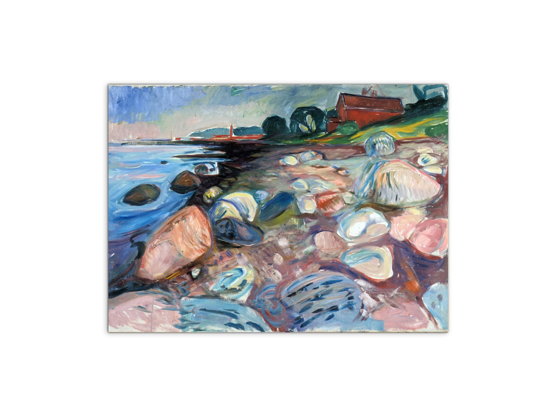 shore-with-red-houseas92301-#materiale_MetalArt Materic/dimensioni_76x57
