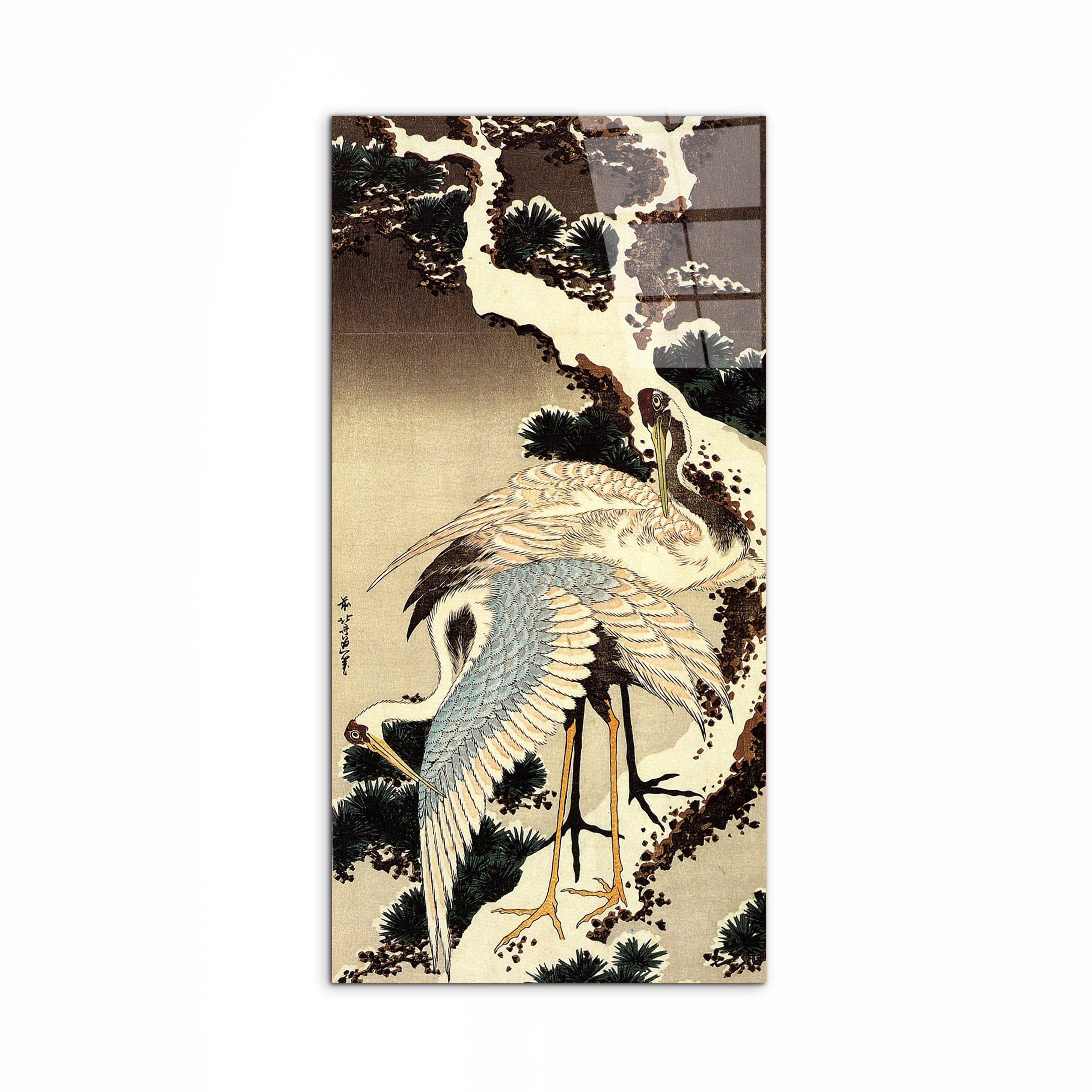 two-cranes-on-a-pine-covered-with-snowas90183-#materiale_CrystalArt/dimensioni_50x100