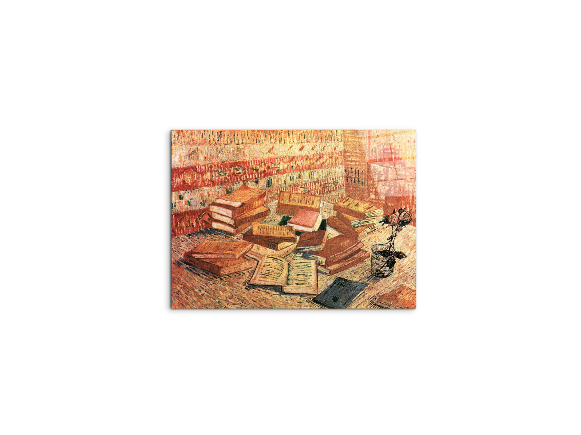 still-life-with-french-novels-and-glass-with-roseas91203-#materiale_CrystalArt/dimensioni_50x37,50