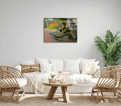 camille-monet-on-a-garden-benchas91689-#materiale_CrystalArt/dimensioni_76x57