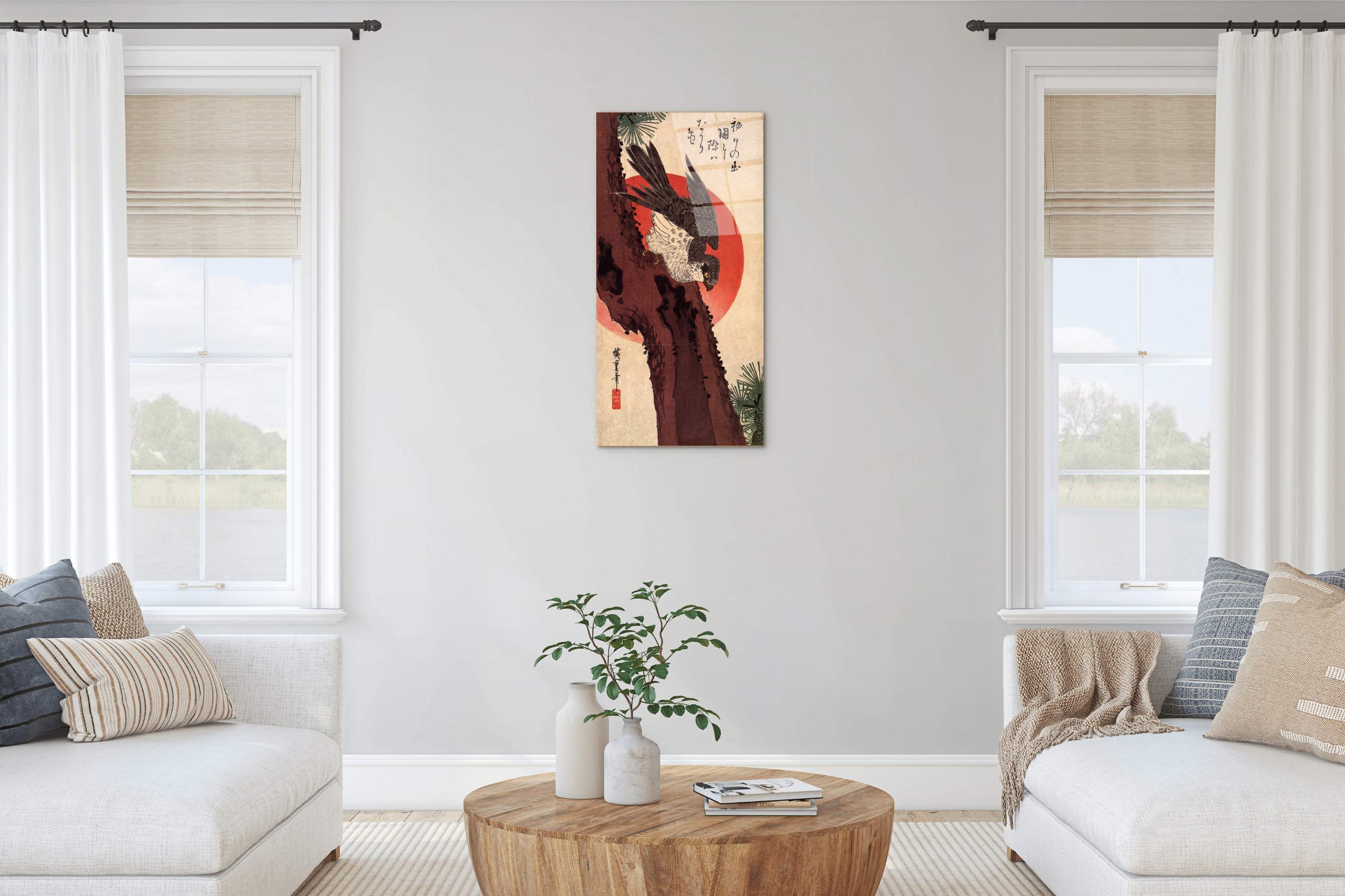 falcon-on-a-pine-with-rising-sunas92875-#materiale_CrystalArt/dimensioni_50x100