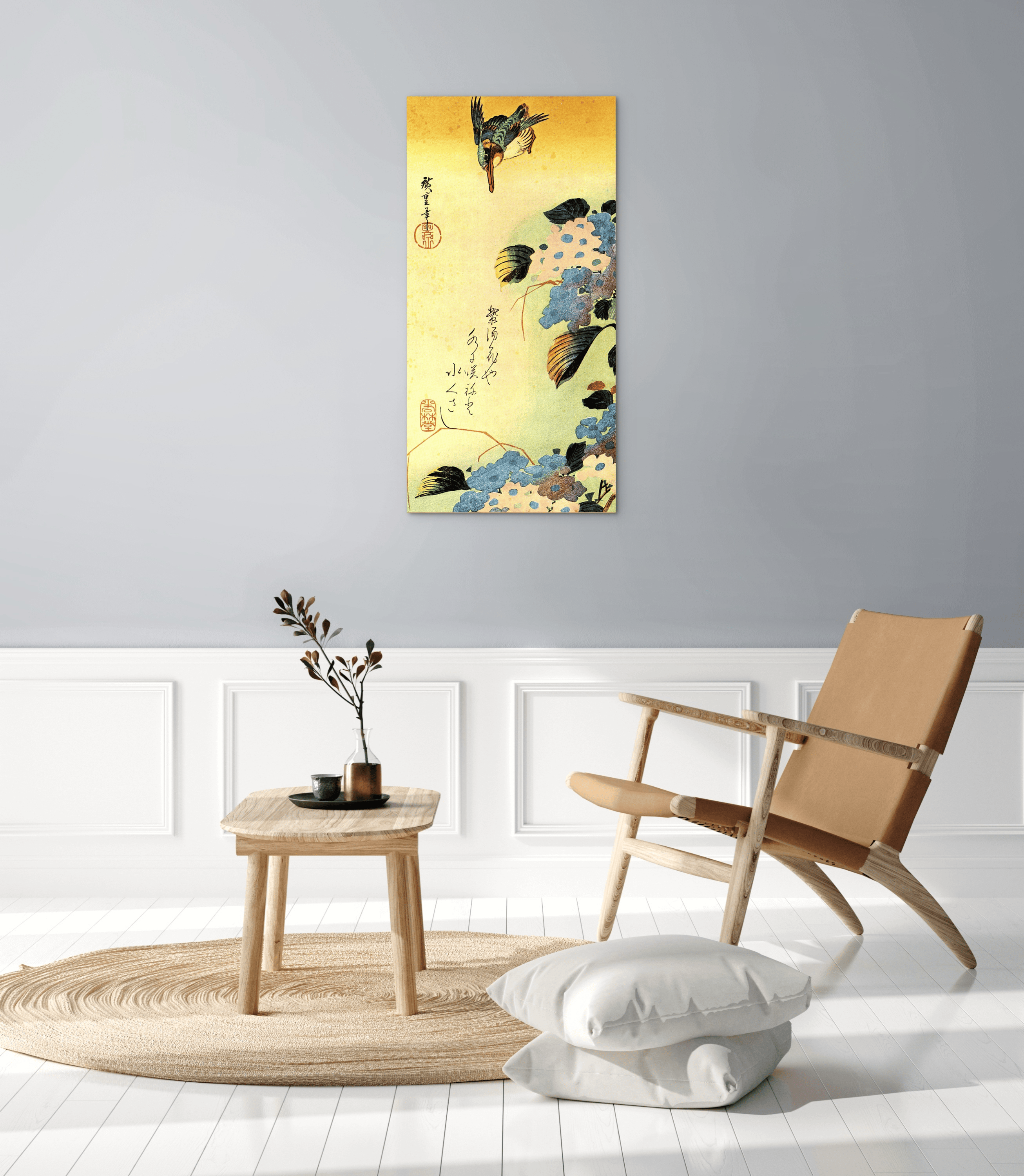kingfisher-and-hydrangeaas92987-#materiale_MetalArt Materic/dimensioni_50x100