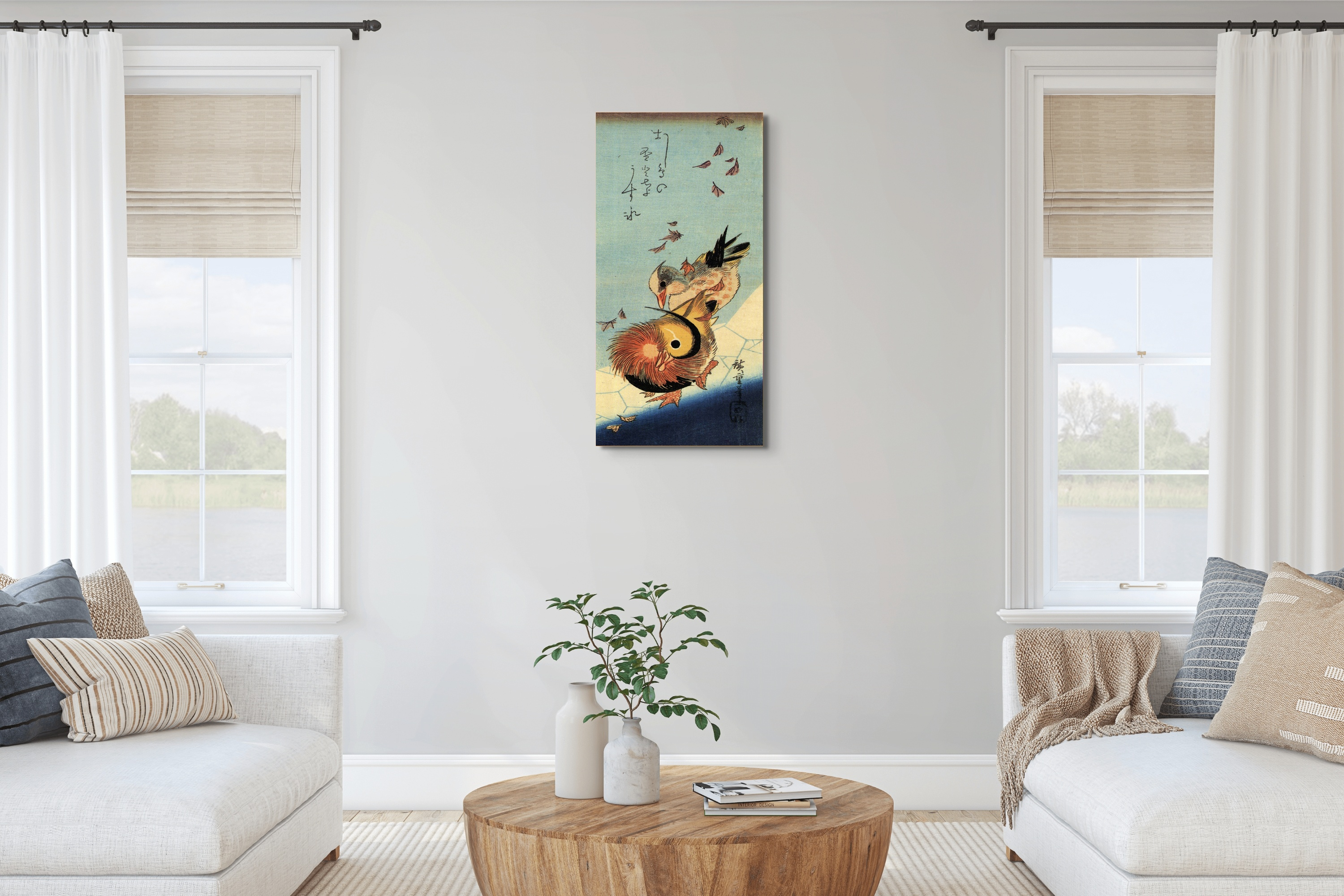 mandarin-duck-on-frozen-pondas92994-#materiale_EarthArt Materic/dimensioni_50x100