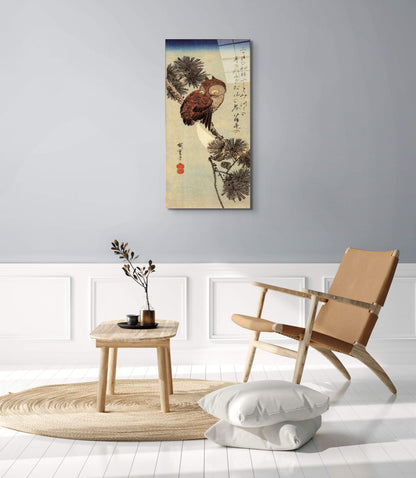small-brown-owl-on-a-pine-branchas93012-#materiale_EarthArt Total Gloss/dimensioni_50x100