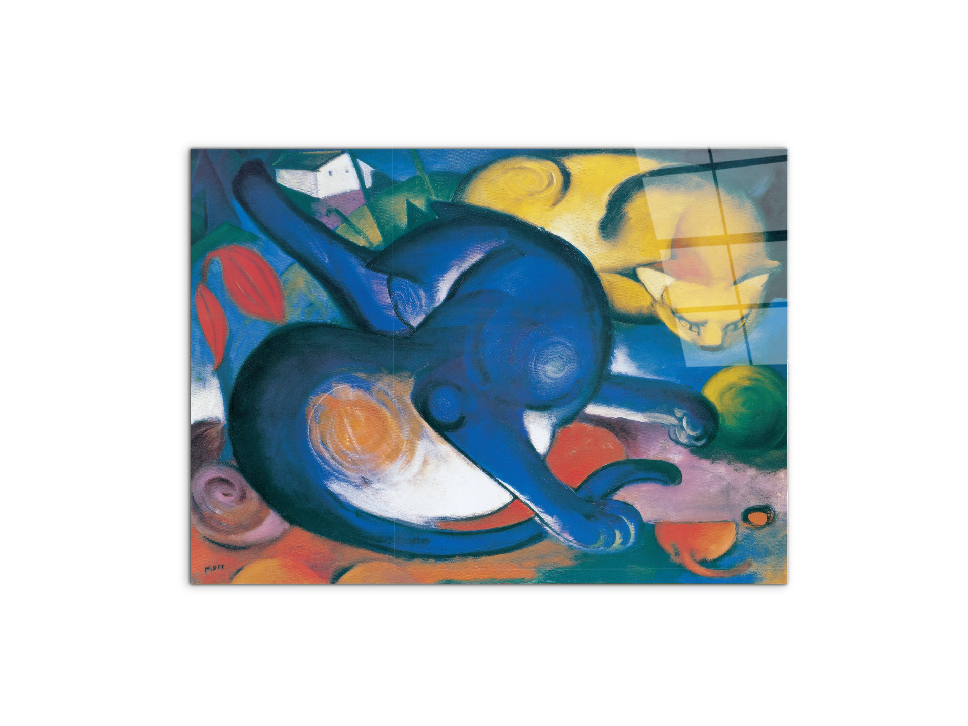homage-to-marc-two-cats-blue-and-yellowec16643-#materiale_CrystalArt/dimensioni_77,5x58