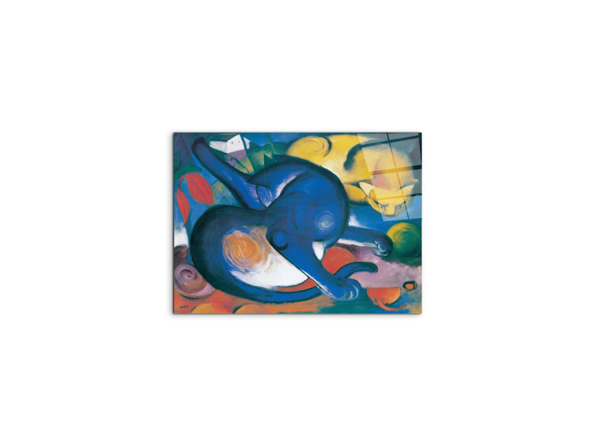 homage-to-marc-two-cats-blue-and-yellowec16643-#materiale_CrystalArt/dimensioni_50x37,42